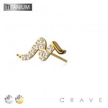 IMPLANT GRADE TITANIUM THREADLESS PUSH IN SNAKE WAVE PULSE CZ TOP PART